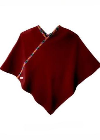 Poncho Color Guinda Mujer